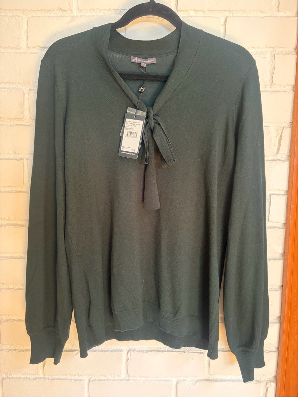 Dark Green Tie-Neck Sweater